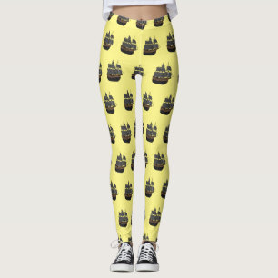 Legging Ilustração de desenho animado de navio pirata