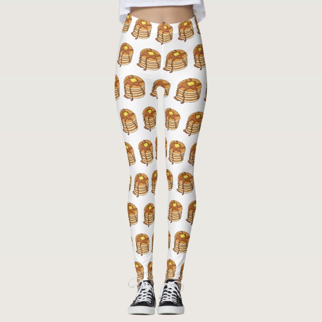 Legging Ilustração de desenho animado de Pancake (Frente)