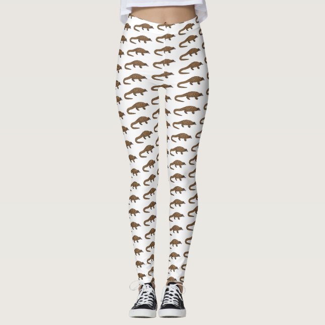 Legging Ilustração de desenho animado de pangolim de cauda (Frente)