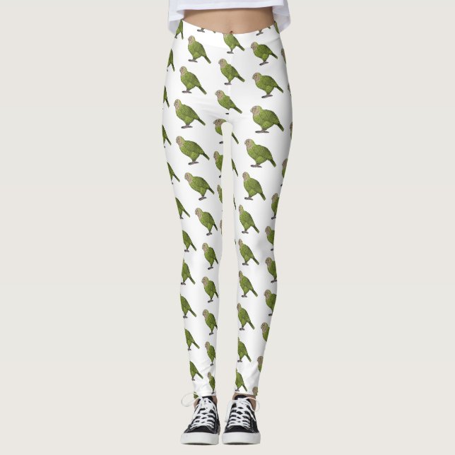 Legging Ilustração de desenho animado de pássaro Kakapo (Frente)