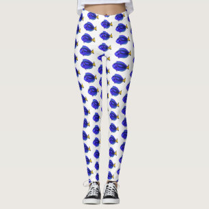 Legging Ilustração de desenho animado de peixe marrom azul