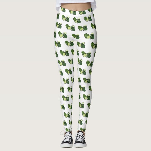Legging Ilustração de desenho animado de pepino (Frente)