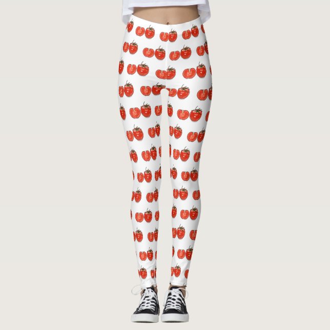 Legging Ilustração de desenho animado de tomate (Frente)