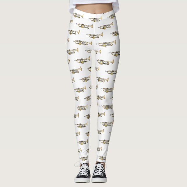 Legging Ilustração de desenho animado de trompete (Frente)