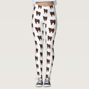 Legging Ilustração de desenho animado de vaca em terras al