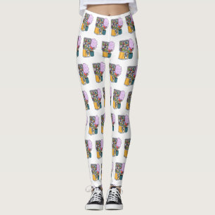 Legging Ilustração de desenho animado doce