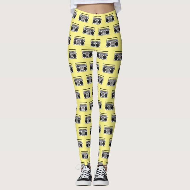Legging Ilustração de desenho de rádio (Frente)
