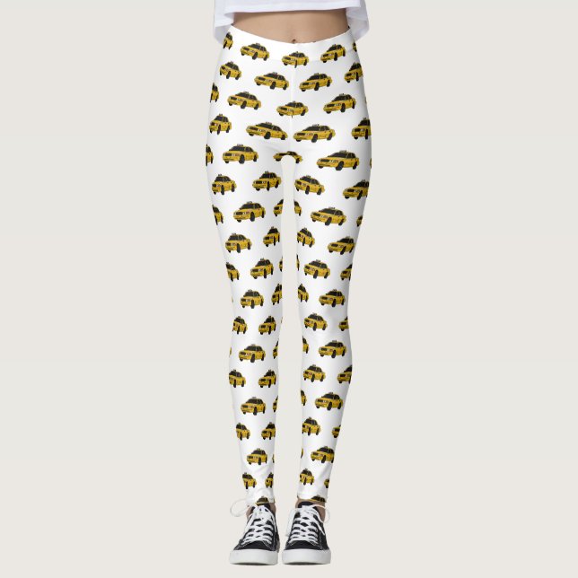 Legging Ilustração de desenho de táxi (Frente)