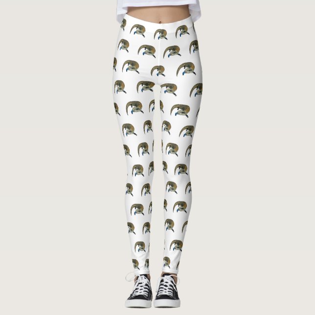 Legging Ilustração de desenho em tons azuis (Frente)