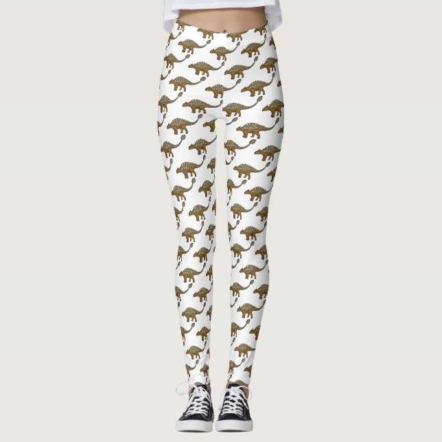 Legging Ilustração de dinossauro blindado Ankylosaurus (Frente)