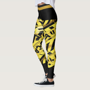Legging Ilustração de Fita de Cuidado Amarelo