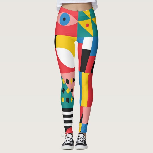 Legging Ilustração de Formas Coloridas Neo Geométricas (Frente)