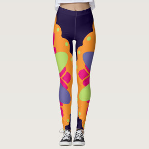 Legging ilustração de formas florais laranja