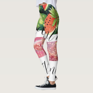 Legging Ilustração de melancia de letras negras