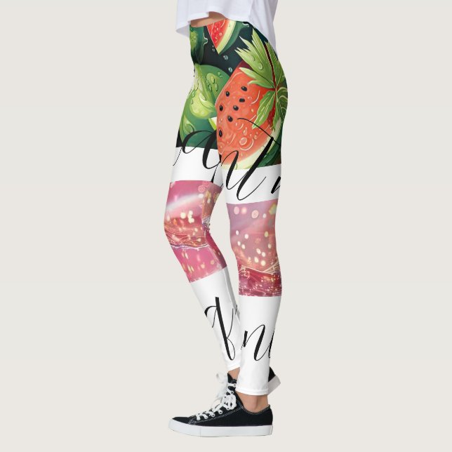 Legging Ilustração de melancia de letras negras (Esquerda)