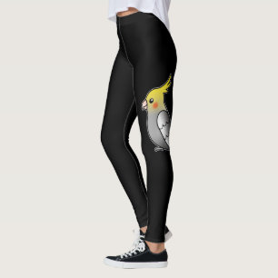 Legging Ilustração de Pássaros de Cartoon de Cinza Bonita