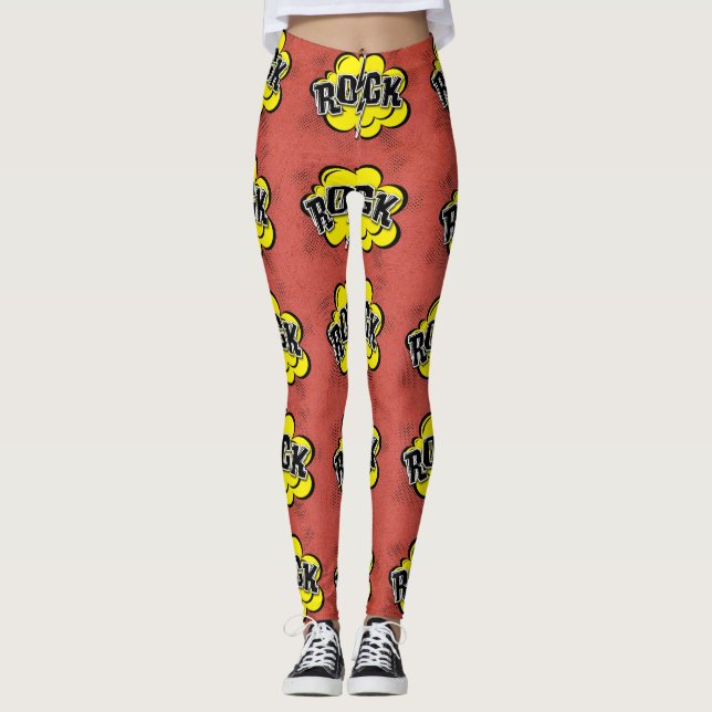 Legging Ilustração de rock estilo cômico (Frente)