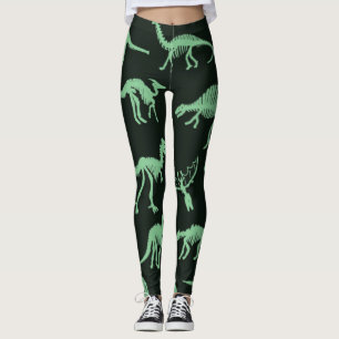 Legging Ilustração de Silhueta de Vintage dos Ossos do Din
