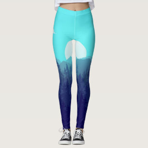 Legging Ilustração de Vintage do Sunrise Forest