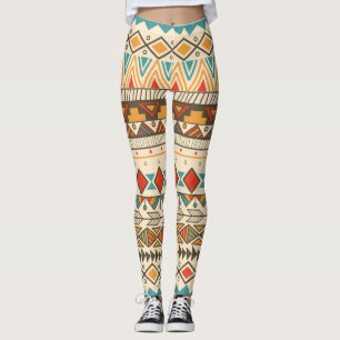 Legging Ilustração de Vintagem Tribal Striped Aztec