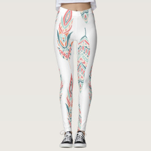 Legging Ilustração Desenhada pelas Penas Étnicas
