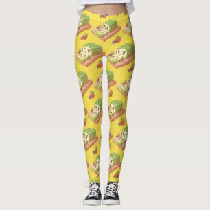 Legging Ilustração do Roll de Bolo de Matcha