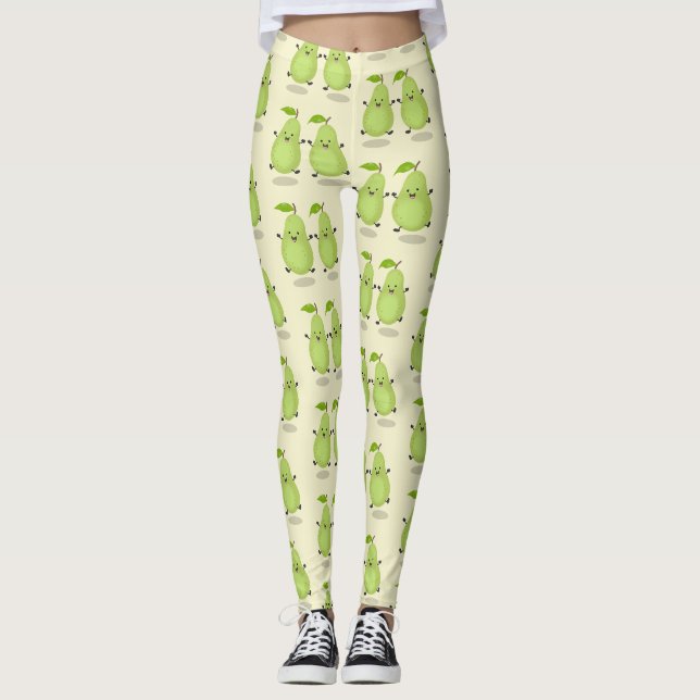 Legging Ilustração em desenho animado de par de peras fofa (Frente)