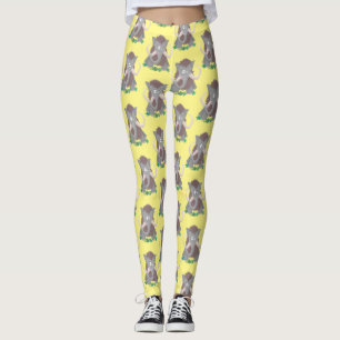 Legging Ilustração engraçada de mamute lanoso em desenho a