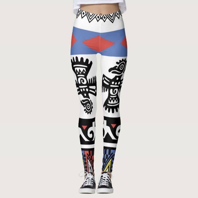 Legging Ilustração Étnica Nativa Americana (Frente)