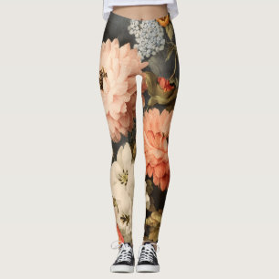 Legging Ilustração Floral Vintage com Flores Mistas