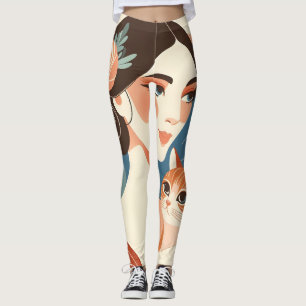 Legging Ilustração Gráfica de Senhora Cat