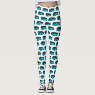 Legging Ilustração moderna do desenho animado do ônibus