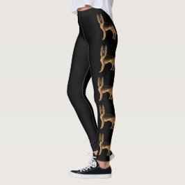 Legging Ilustrações de cães da raça pastor alemão preto e 