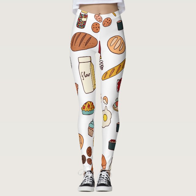 Legging Ilustrações de comida de safra: padrão sem falhas. (Frente)