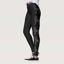 Legging Ilustrações de German shepherd Bi-Black