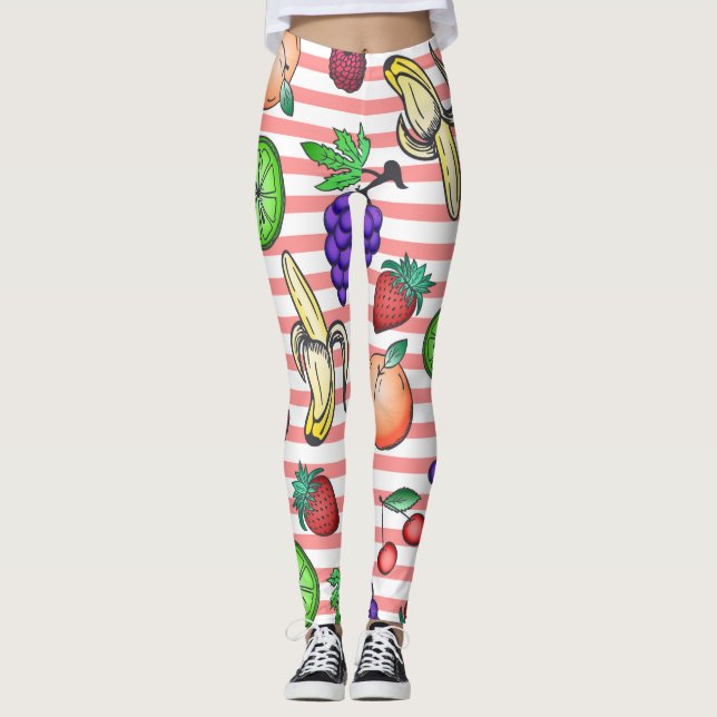 Legging Ilustrações vibrantes do cocktail de fruta em (Frente)