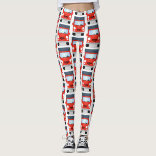 Legging Imagem de desenho animado de caminhão vermelho e b