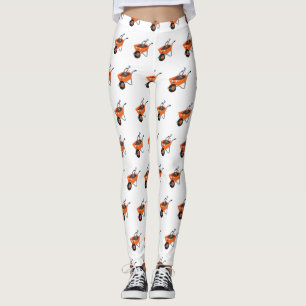 Legging Imagem de desenho animado de carrinho de mão laran