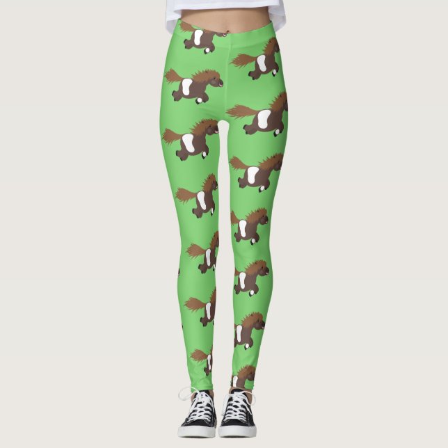 Legging Imagem de desenho animado de pônei Shetland, feliz (Frente)