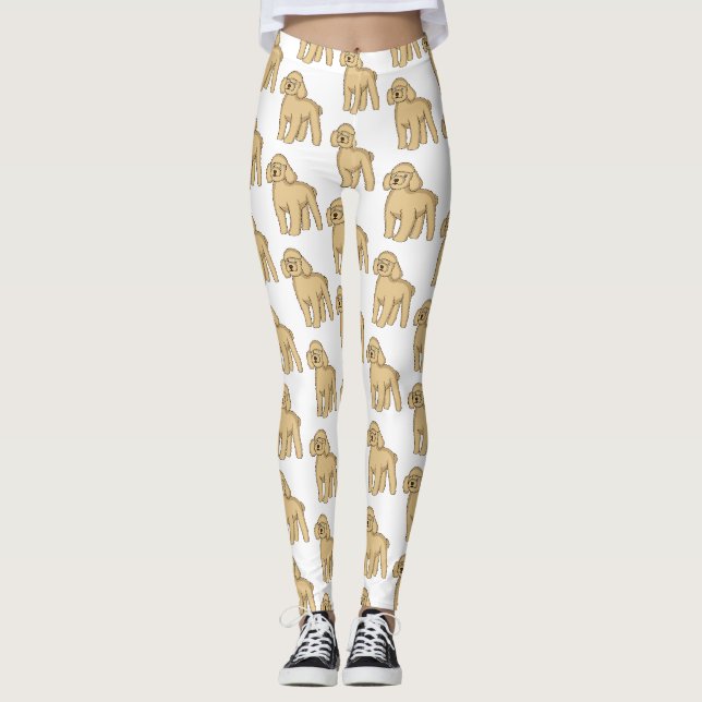 Legging Imagem de desenho animado de poodle marrom feliz (Frente)