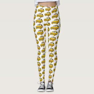 Legging Imagem de desenho animado de táxi amarelo bonito