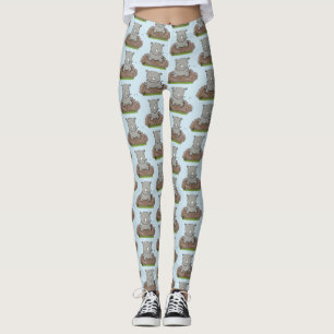 Legging Imagem de desenho animado do bebê rhino bonito