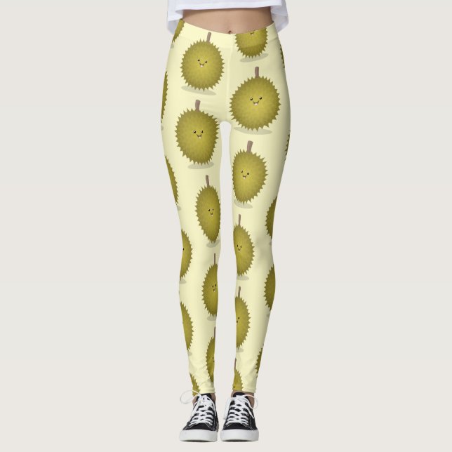 Legging Imagem de desenhos animados bonitos e felizes em D (Frente)