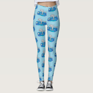 Legging Imagem de desenhos animados de golfinhos alegres e