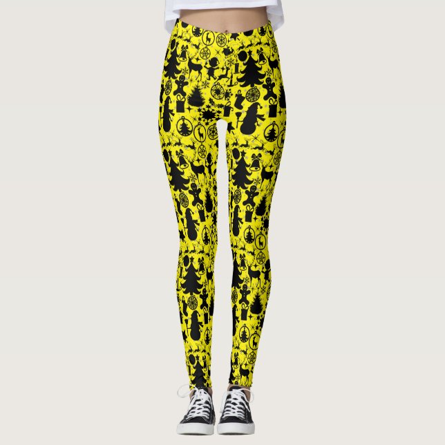Legging Imagem de Natal Amarelo BG (Frente)