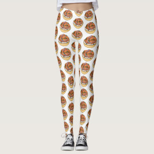 Legging Imagem do desenho animado do bagel de salmão