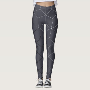 Legging Imagem Geométrica abstrato na Cinza Brilhante Atra