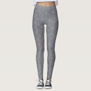 Legging Imagem Geométrica abstrato na Cinza Prateada Atrat