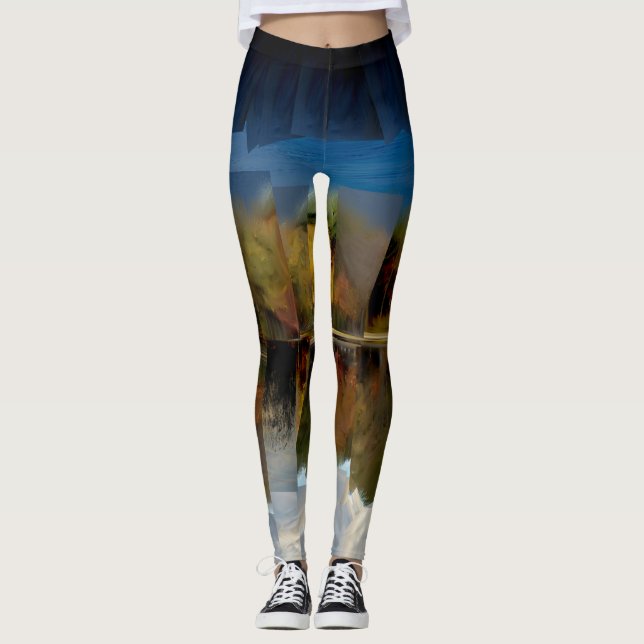Legging Imagem invertida das caneleiras borradas da (Frente)
