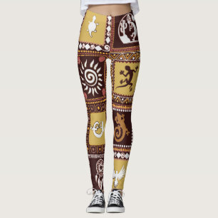 Legging Imitação de Arte Rock: Padrão de Vintage.